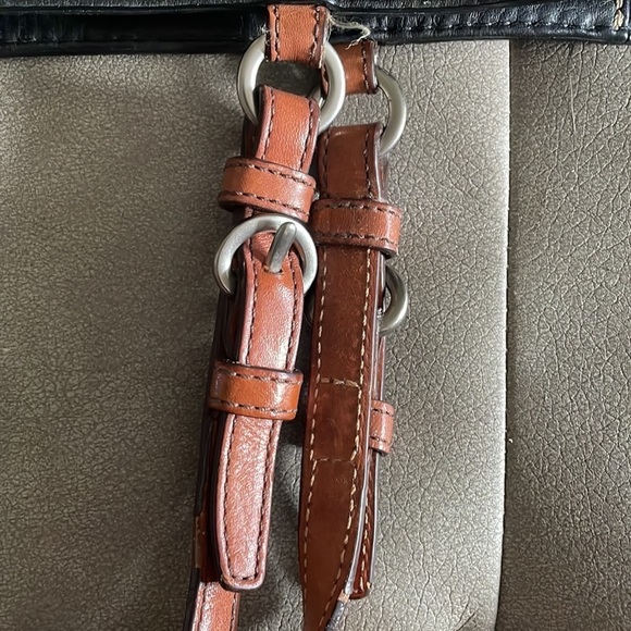 COACH black satchel purse with brown leather straps - Picture 9 of 12